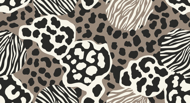 Seamless animal print leopard zebra mix pattern