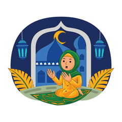 Woman Praying on a Prayer Mat