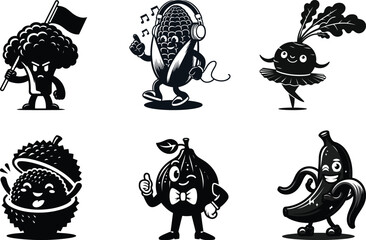 Bold veggie life silhouette bundle set for impactful graphics on healthy living posters and gym