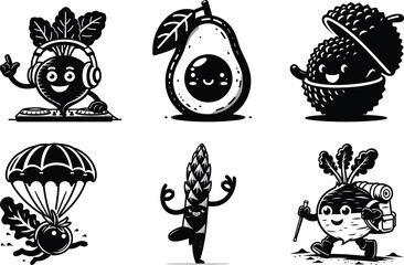 Custom veggie life silhouette bundle set for personalized chef hats and customized kitchen gifts