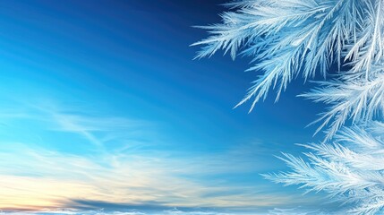 Frozen Branch Against Blue Sky