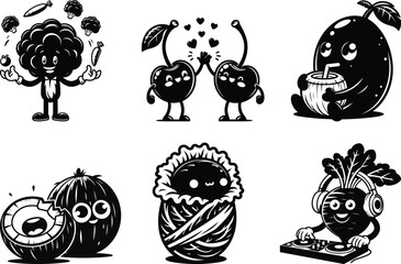 Innovative veggie life silhouette bundle set for modern food tech startups and healthy app interface design