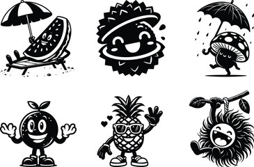 Modern veggie life silhouette collection for digital scrapbooking and healthy recipe cards 