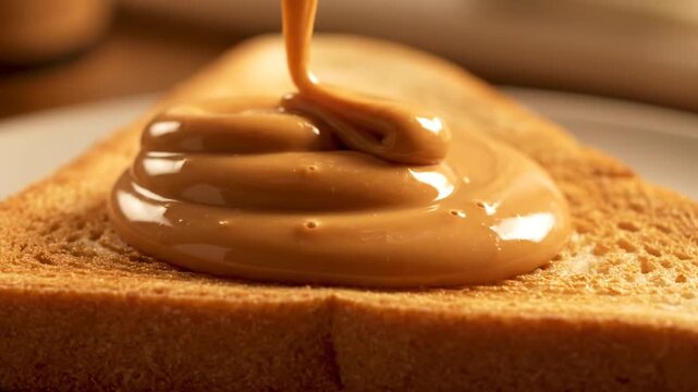 Peanut Butter Being Spread on Toast.