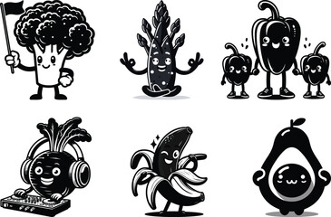 Premium veggie life silhouette bundle set for healthy kitchen crafts and organic garden designs