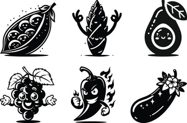 Professional veggie life silhouette vector bundle designs for passionate