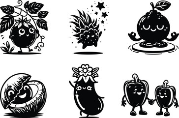 Vibrant veggie life silhouette bundle set for classroom decorations and nutrition