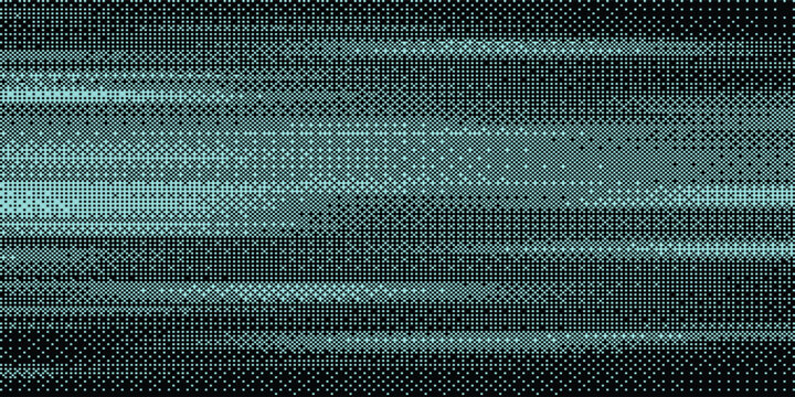 Abstract digital noise background with horizontal scan lines and glowing cyan dots, technological glitch effect