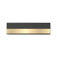 Blank blushed metal black and gold signage isolated on white background