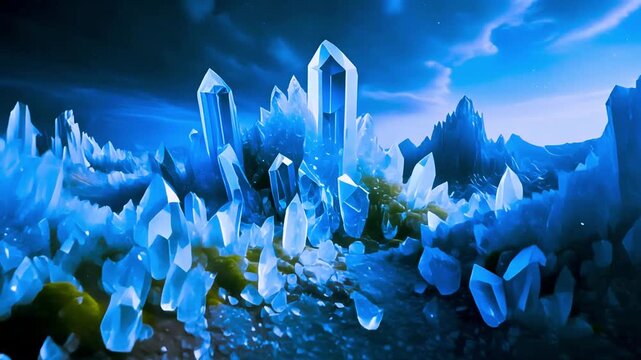 Crystal mountains growing and reshaping like breathing organisms, 8K macro, 2026