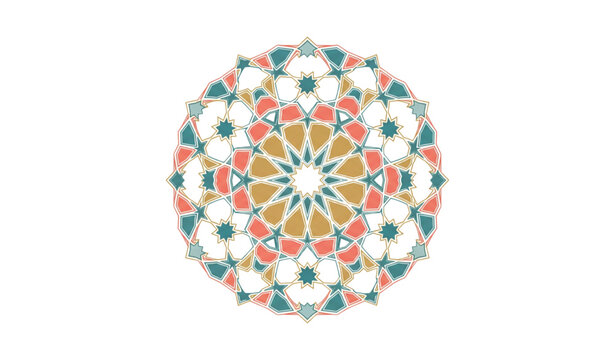 Minimal Colorful Islamic Geometric Circle Ornament