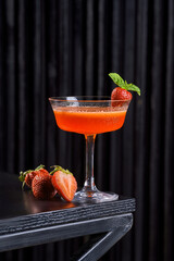 Fresh Strawberry Margarita Cocktail with Basil Garnish