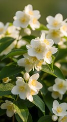 Obraz premium white flowers on a green background