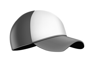 Fototapeta premium Two-tone baseball cap trucker hat mock-up side view, clean modern casual style, 3D render isolated on transparent background, png