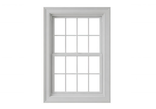 White window with 12 panes window panes window frame isolated on a transparent background
