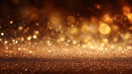 Golden Glitter Bokeh Background Luxurious Sparkle Effect