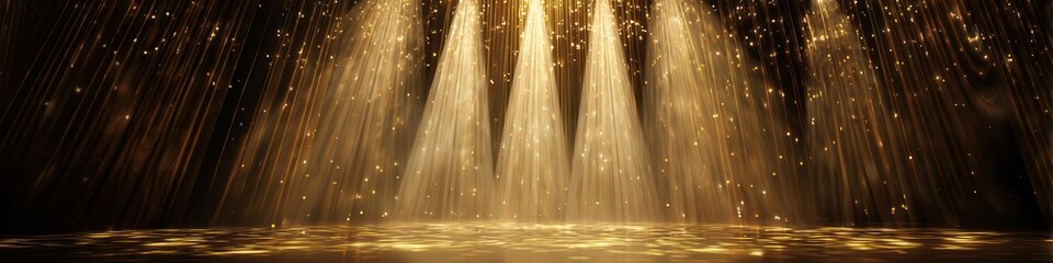 Golden Stage Spotlight Elegant Lighting and Dust Particles