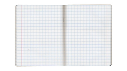 Clean graph paper notebook spread isolated on white background