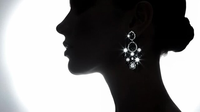 Elegant diamond dangle earrings on a woman's silhouette