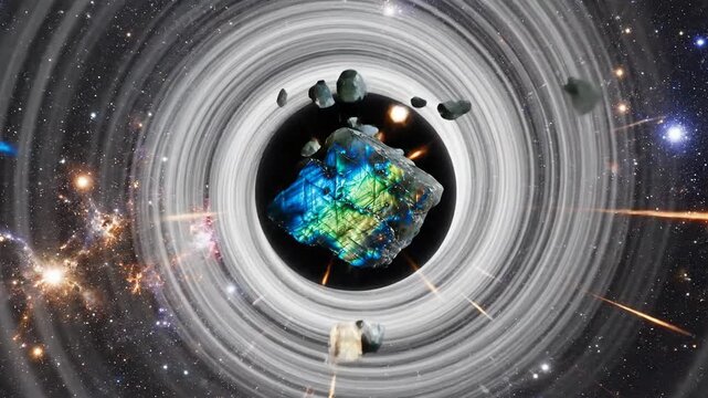 Electrifying Labradorite Gemstone in Cosmic Vortex