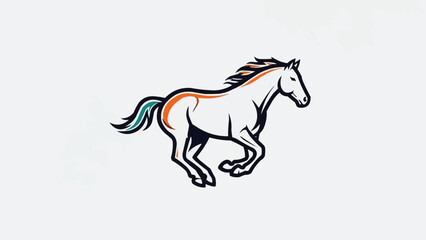Stylized illustration of a running horse with flowing mane and tail. © ahmad