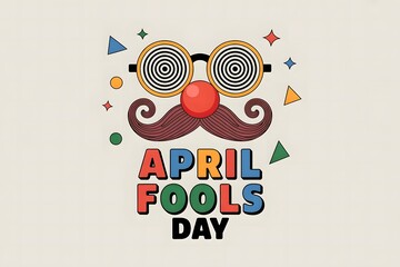 Obraz premium A colorful illustration of a face with a mustache and glasses celebrating April Fools' Day