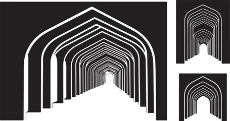 Monochromatic Arches in Perspective with Geometric Patterns and Lines