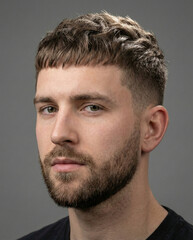 Obraz premium young man with short textured haircut and beard