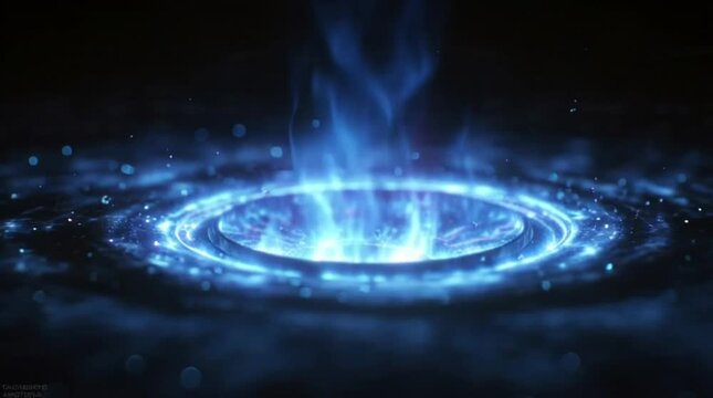 Abstract Blue Swirling Energy Vortex with Cosmic Dust and Particles