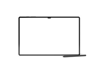 Dark Tablet Landscape With Pencil 3D Render Isolated White for Mockup 1