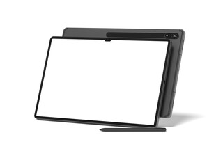 Dark Tablet Landscape With Pencil 3D Render Isolated White for Mockup 2