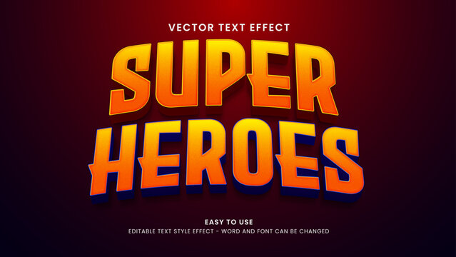 editable text effect super heroes 3d style premium vector