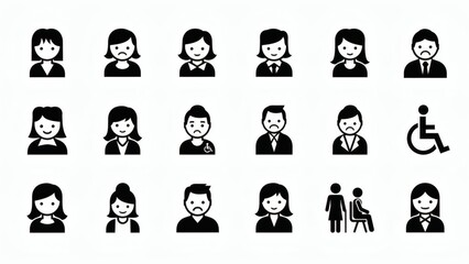 Diverse Group of Business People Icons.