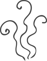 Obraz premium Smell steam and smoke lines icon. Air wind and scent linear hand drawn doodle. Hot vapor, aroma, smell, waves from food sketch.
