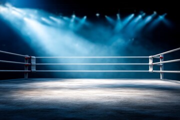 Dramatic Boxing Arena Moments Before the Match Begins in Professional Sports