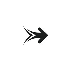 Black arrow pointing right with dynamic motion lines on transparent background