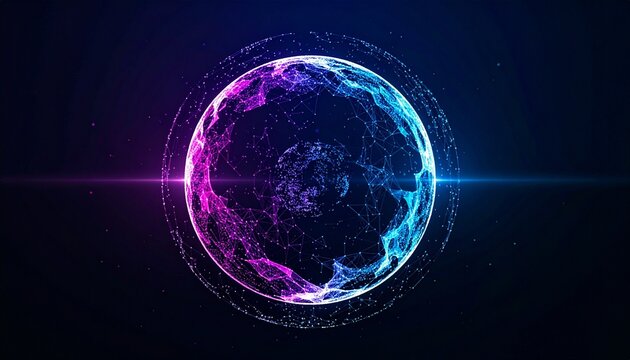 Digital Earth glowing with global connections.