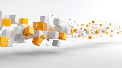 Digital transformation concept with cubes shifting states isolated on white background