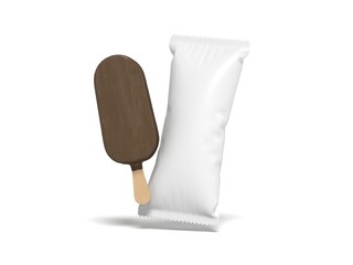 Popsicle Ice Cream 3D Render Isolated White for Mockup 2