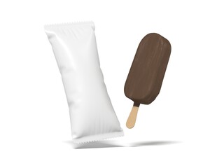 Popsicle Ice Cream 3D Render Isolated White for Mockup 4