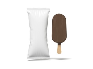 Popsicle Ice Cream 3D Render Isolated White for Mockup 3