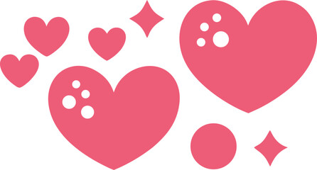 Cute pink hearts and sparkles vector illustration