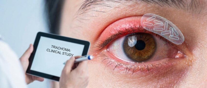 trachoma medical concept with close-up of infected human eye detailed bacterial infection illustration healthcare awareness ophthalmology focus clinical study eye disease symptoms depiction