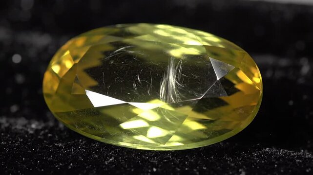 Faceted Yellow Chrysoberyl Gemstone Close Up