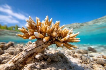 Coral Reef Structure Covered by Sediment Under Clear Tropical Waters