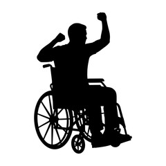 Triumphant Person in Wheelchair Silhouette