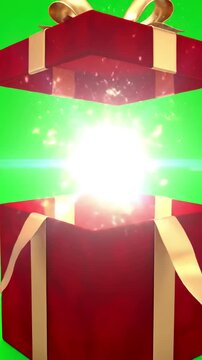 Green Screen opening beautiful gift box with ribbons and big bow 5 videos in 1 unpacking 3d animation elements on alpha channel untying decorative knot 4k ultra hd 3840x2160 scene 2 distortion