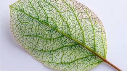 detailed macro of leaf veins forming natural abstract patterns isolated on white background
