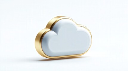 Digital cloud storage icon 3D style isolated on white background