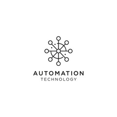 A futuristic automation technology concept featuring interconnected nodes and lines in a circular pattern symbolizing advanced technology